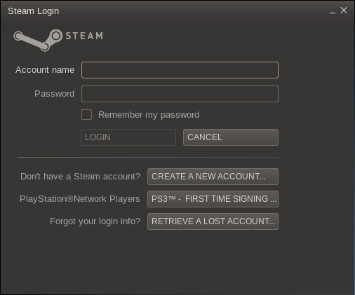 Steam for Linux Beta - enter your account details