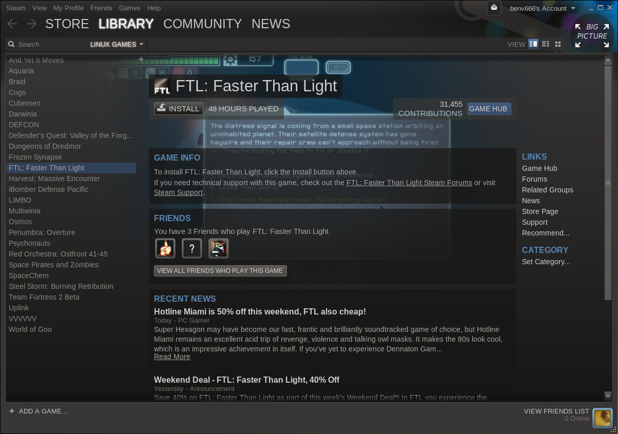 Steam for Linux Beta on Slackware - Games Library